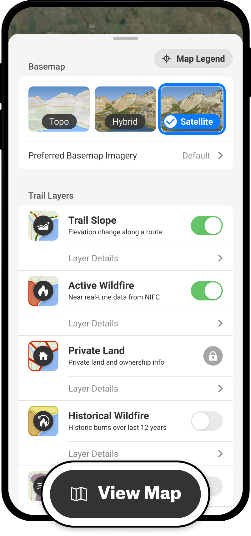 View Map Map Layers and Basemaps Menu Backcountry App.png