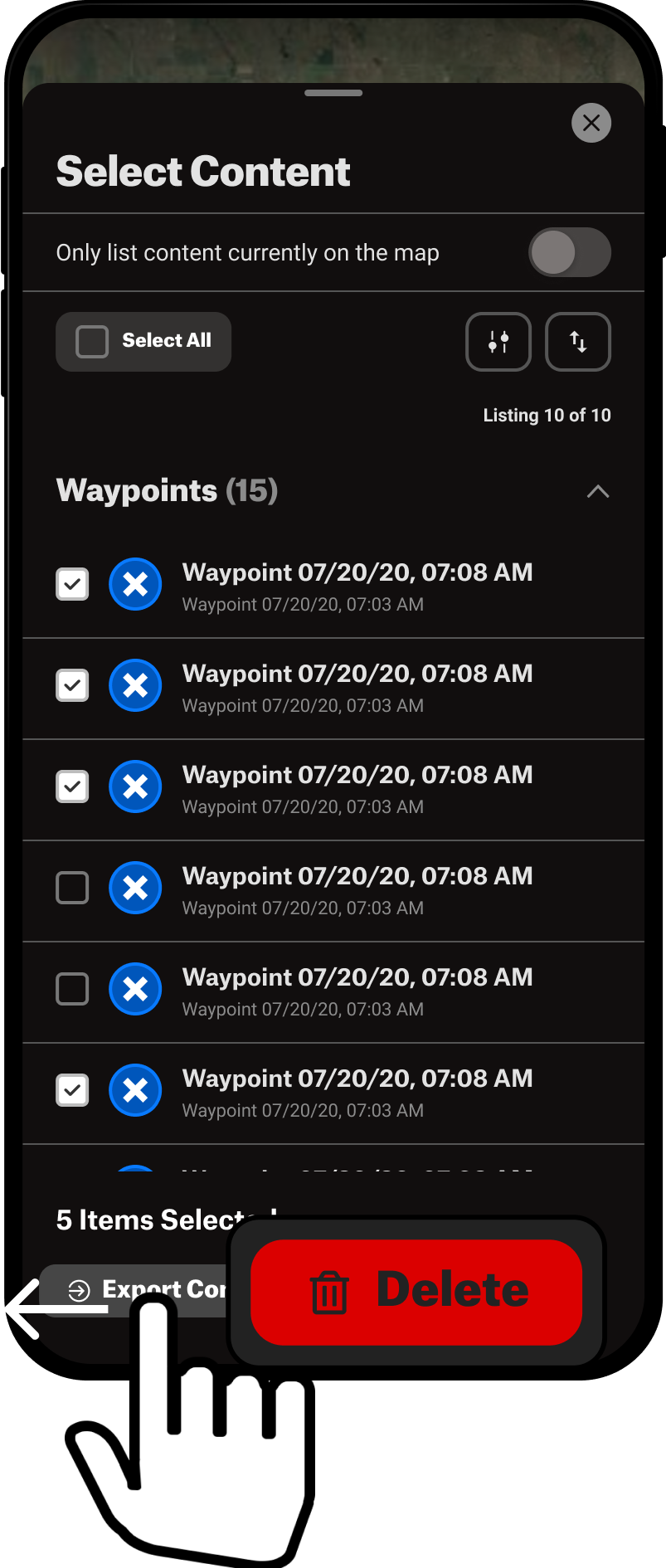 Swipe Left to Delete Select Content Menu Backcountry App.png