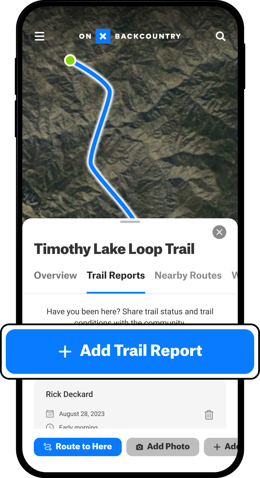 Add Trail Report Trail Reports Tab Hiking Trail Map Query Backcountry App.png