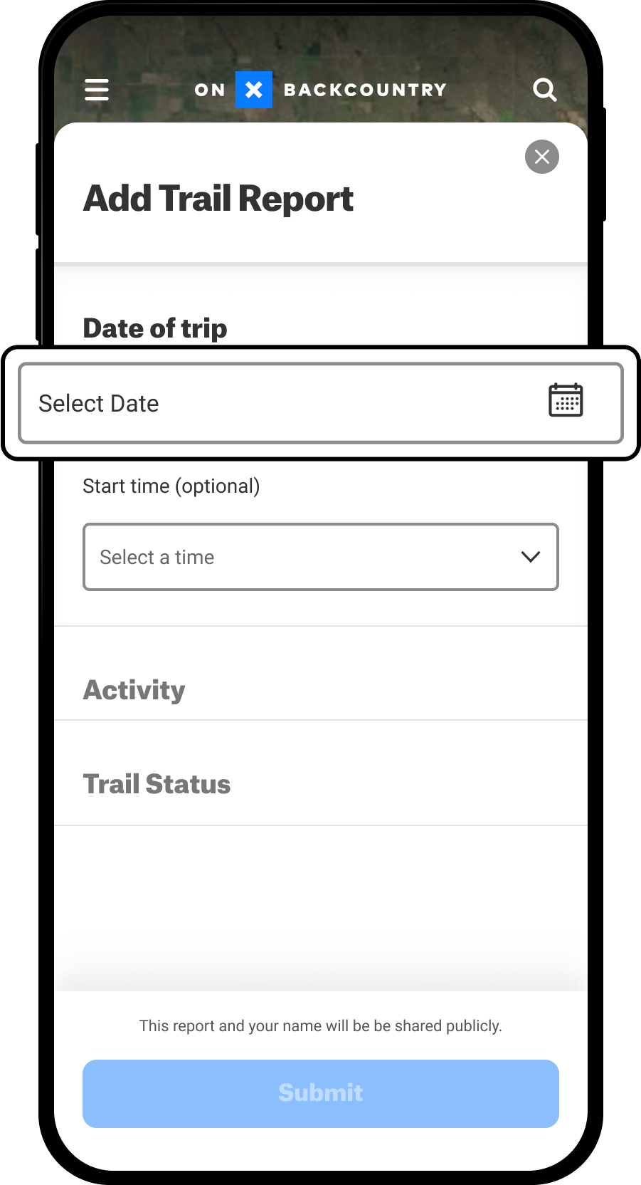 Select Date Add Trail Report Backcountry App.png