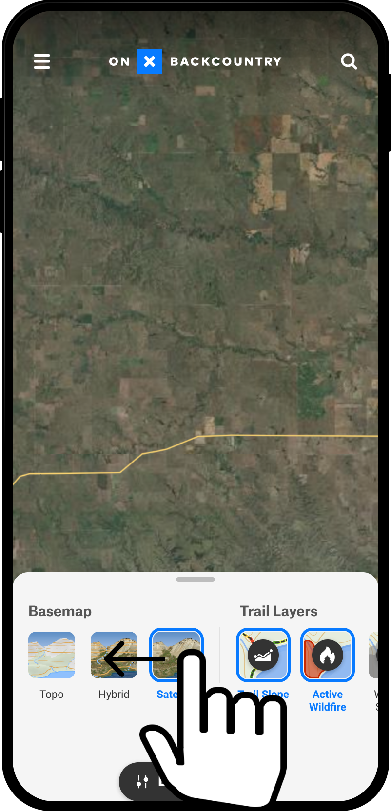 Swipe Left Layers and Basemaps Menu Backcountry App.png