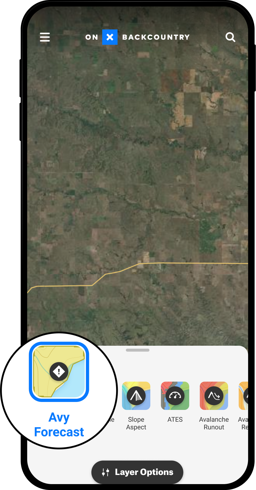 Avalanche Forecast Layers and Basemaps Menu Backcountry App.png
