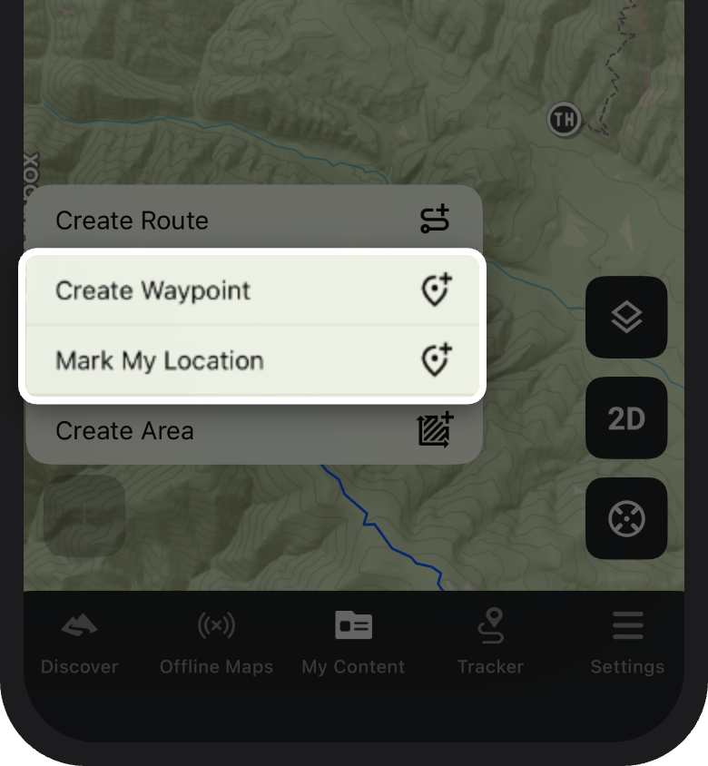 Backcountry App Waypoint Tools Menu.png